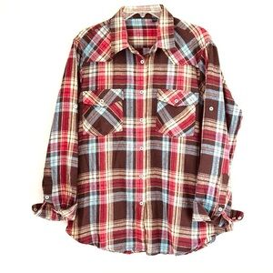 Design in Italy Women’s Flannel Shirt - Red, Blue, and Brown